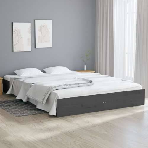 Okvir za krevet od masivnog drva sivi 150 x 200 cm veliki
