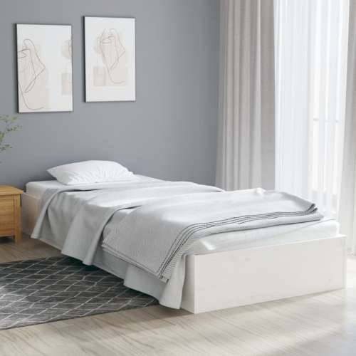 Okvir za krevet od masivnog drva bijeli 75 x 190 cm mali