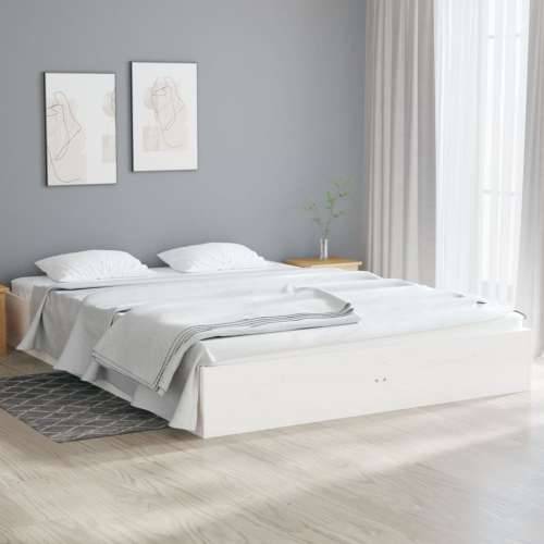 Okvir za krevet od masivnog drva bijeli 135x190 cm bračni