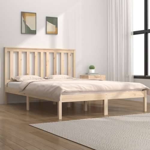 Okvir za krevet od masivne borovine 135 x 190 cm bračni - Prirodna 135 x 190 cm Cijena