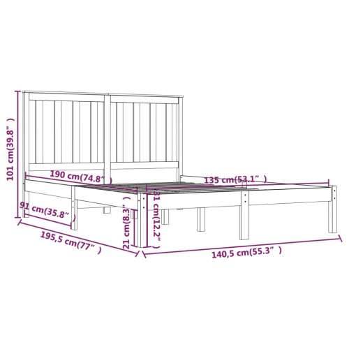 Okvir za krevet od masivne borovine 135 x 190 cm bračni - Prirodna 135 x 190 cm Cijena