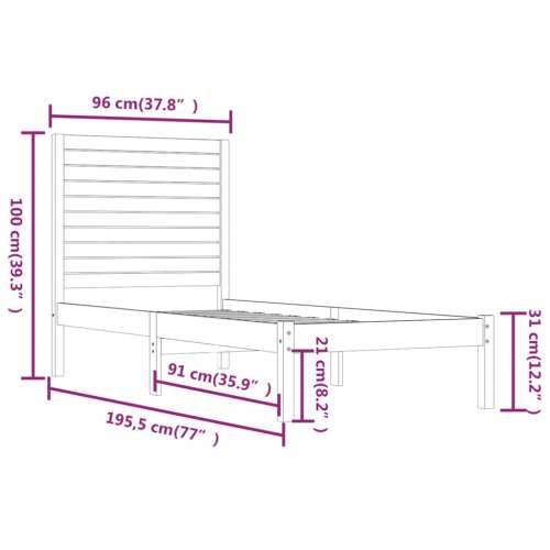 Okvir za krevet bijeli od masivnog drva 90 x 190 cm mali - Bijela 90 x 190 cm Cijena