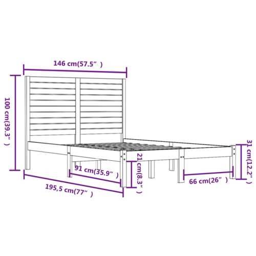Okvir za krevet od masivne borovine bijeli 140 x 190 cm - Bijela 140 x 190 cm Cijena