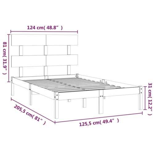 Okvir za krevet od masivnog drva 120 x 200 cm - Prirodna 120 x 200 cm Cijena