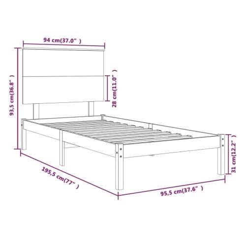 Okvir za krevet bijeli od masivnog drva 90 x 190 cm mali - Bijela 90 x 190 cm Cijena