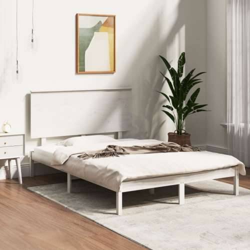 Okvir za krevet od masivnog drva bijeli 135x190 cm bračni - Bijela 135 x 190 cm Cijena