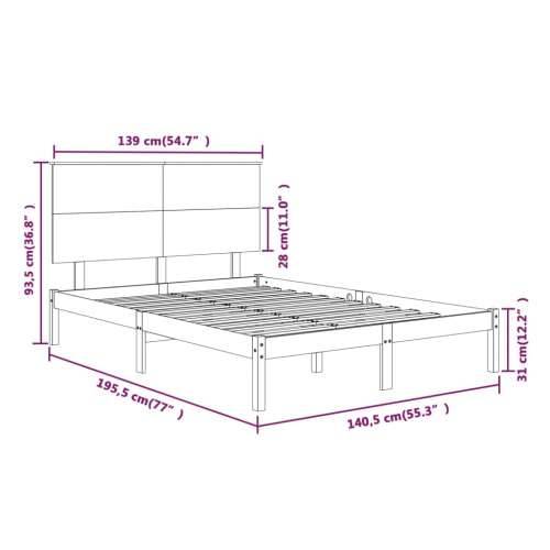 Okvir za krevet od masivnog drva bijeli 135x190 cm bračni - Bijela 135 x 190 cm Cijena