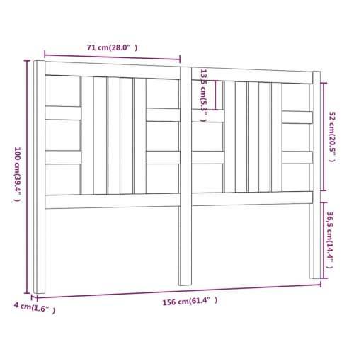 Uzglavlje za krevet boja meda 156 x 4 x 100 cm masivna borovina - boja meda 156 x 100 cm 1 Cijena