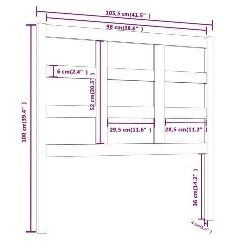 Uzglavlje za krevet sivi 105,5 x 4 x 100 cm od masivne borovine - Siva 105.5 x 100 cm 1 Cijena