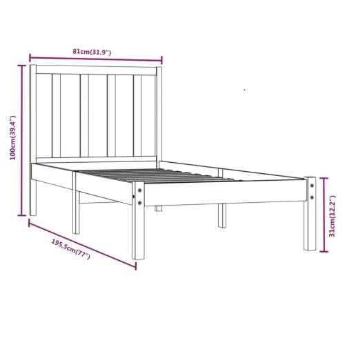 Okvir kreveta bez madraca 75 x 190 cm od masivne borovine - Prirodna 75 x 190 cm Cijena