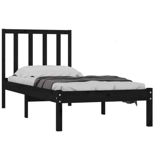 Okvir za krevet od borovine crni 75 x 190 cm jednokrevetni - Crna 75 x 190 cm Cijena
