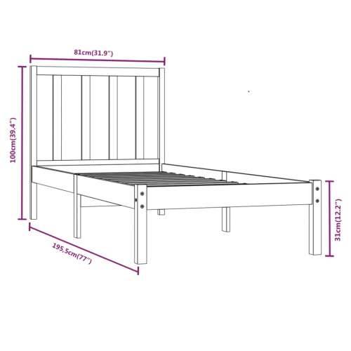Okvir za krevet od borovine crni 75 x 190 cm jednokrevetni - Crna 75 x 190 cm Cijena