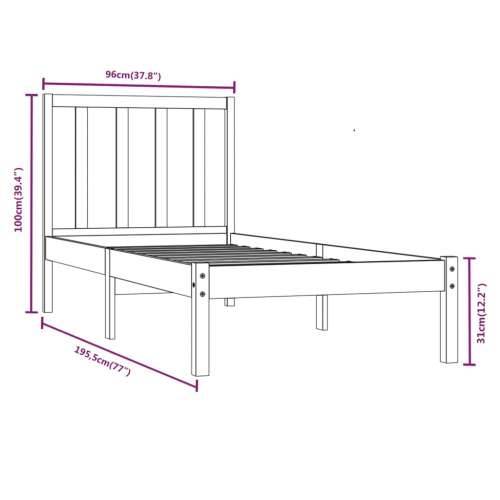 Okvir za krevet od masivne borovine bijeli 90 x 190 cm mali - Bijela 90 x 190 cm Cijena
