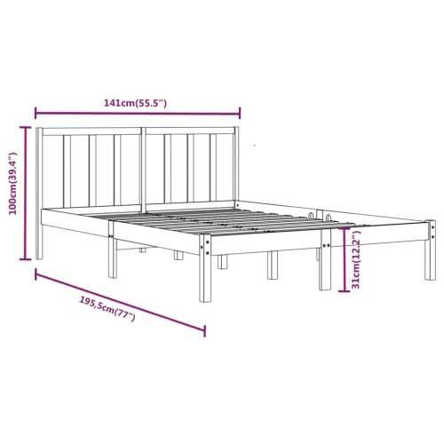 Okvir za krevet od masivne borovine 135 x 190 cm bračni - Prirodna 135 x 190 cm Cijena