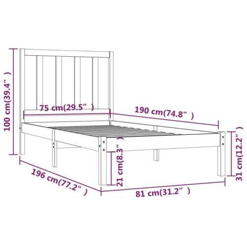 Okvir za krevet od borovine bijeli 75x190 cm jednokrevetni - Bijela 75 x 190 cm Cijena