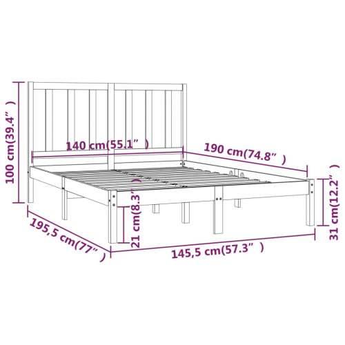 Okvir za krevet od masivne borovine bijeli 140 x 190 cm - Bijela 140 x 190 cm Cijena