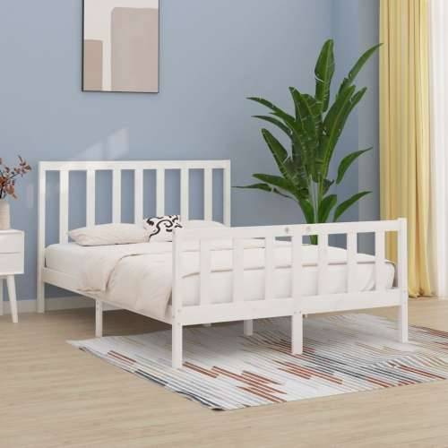 Okvir za krevet od masivnog drva bijeli 140 x 190 cm - Bijela 140 x 190 cm Cijena