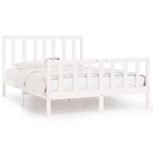Okvir za krevet od masivnog drva bijeli 140 x 190 cm - Bijela 140 x 190 cm Cijena