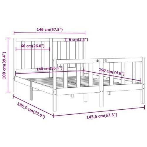 Okvir za krevet od masivnog drva bijeli 140 x 190 cm - Bijela 140 x 190 cm Cijena
