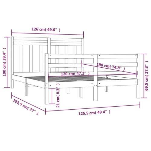 Okvir za krevet od masivnog drva 120 x 190 cm mali bračni - Prirodna 120 x 190 cm Cijena