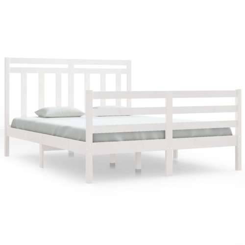 Okvir za krevet od masivnog drva bijeli 135x190 cm bračni - Bijela 135 x 190 cm Cijena