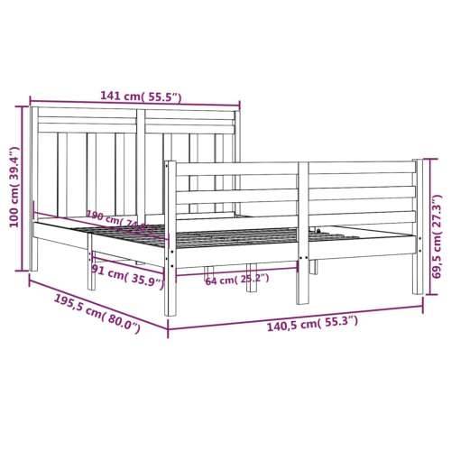 Okvir za krevet od masivnog drva bijeli 135x190 cm bračni - Bijela 135 x 190 cm Cijena