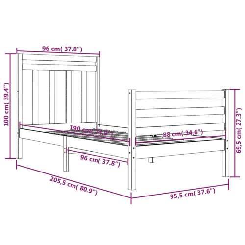 Okvir za krevet od masivnog drva 90 x 200 cm Prirodna 90 x 200 cm Cijena