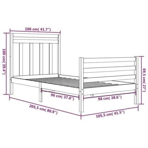 Okvir za krevet od masivnog drva bijeli 100 x 200 cm - Bijela 100 x 200 cm Cijena
