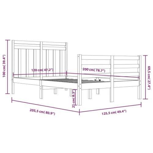 Okvir za krevet od masivnog drva 120 x 200 cm - Prirodna 120 x 200 cm Cijena