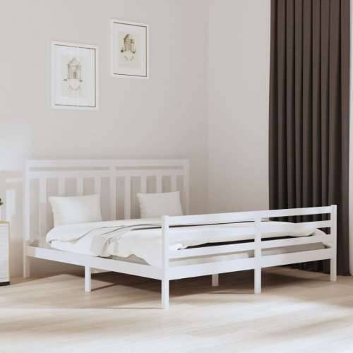 Okvir za krevet od masivnog drva bijeli 200 x 200 cm - Bijela 200 x 200 cm Cijena