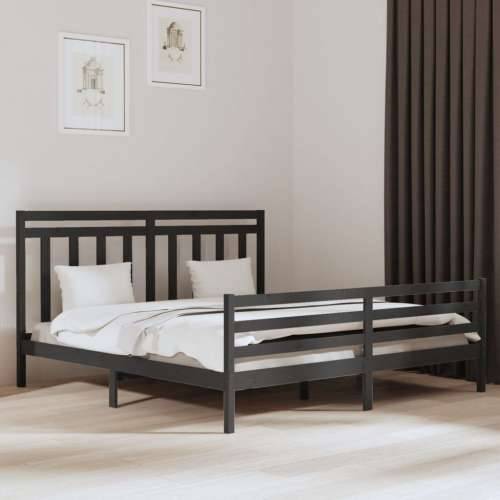 Okvir za krevet od masivnog drva sivi 200 x 200 cm - Siva 200 x 200 cm Cijena
