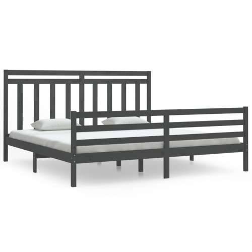 Okvir za krevet od masivnog drva sivi 200 x 200 cm - Siva 200 x 200 cm Cijena