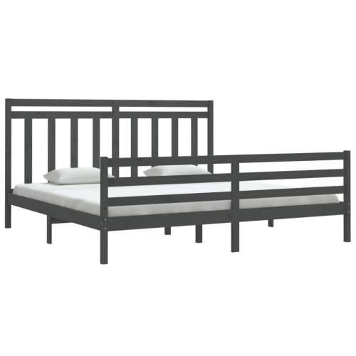 Okvir za krevet od masivnog drva sivi 200 x 200 cm - Siva 200 x 200 cm Cijena