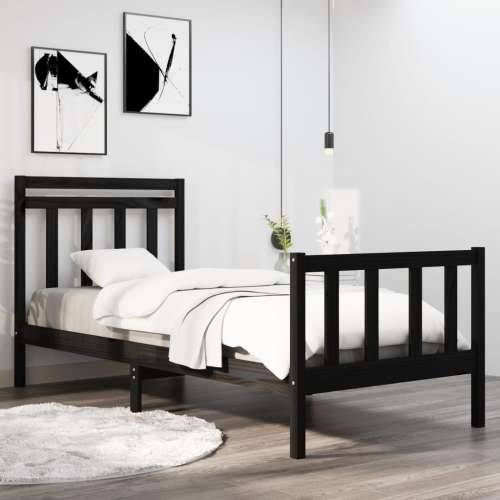 Okvir za krevet od masivnog drva crni 75 x 190 cm mali Crna 75 x 190 cm Cijena