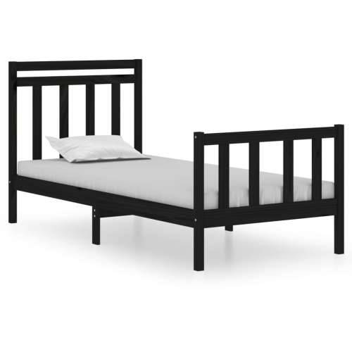 Okvir za krevet od masivnog drva crni 75 x 190 cm mali Crna 75 x 190 cm Cijena