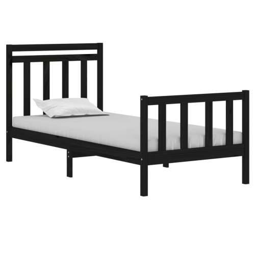 Okvir za krevet od masivnog drva crni 75 x 190 cm mali Crna 75 x 190 cm Cijena