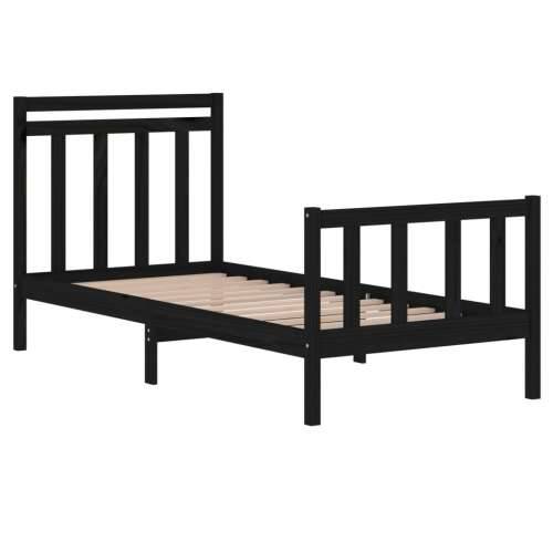 Okvir za krevet od masivnog drva crni 75 x 190 cm mali Crna 75 x 190 cm Cijena