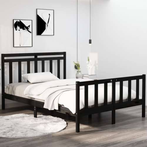 Okvir za krevet od masivnog drva crni 140 x 190 cm - Crna 140 x 190 cm Cijena