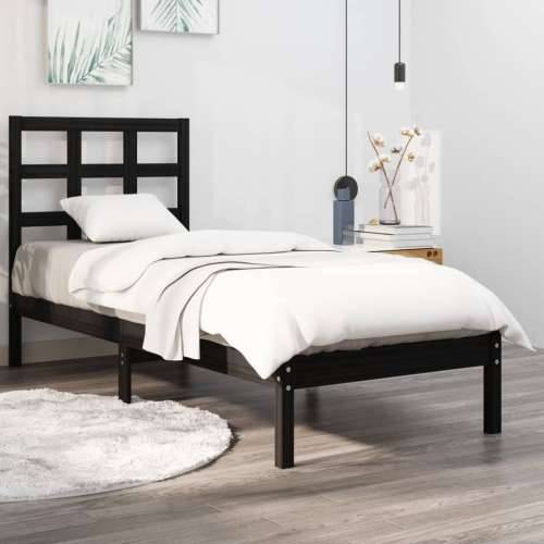 Okvir za krevet od masivnog drva crni 75 x 190 cm mali Crna 75 x 190 cm Cijena