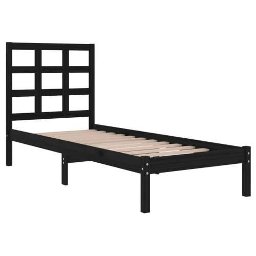 Okvir za krevet od masivnog drva crni 75 x 190 cm mali Crna 75 x 190 cm Cijena
