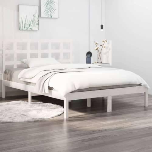 Okvir za krevet od masivnog drva bijeli 135x190 cm bračni - Bijela 135 x 190 cm Cijena