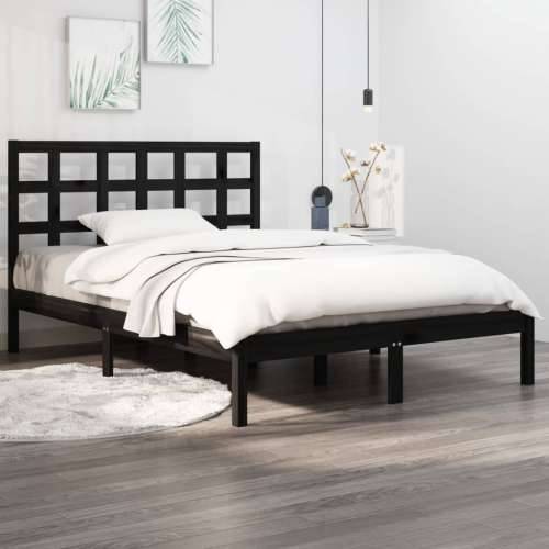 Okvir za krevet od masivnog drva crni 140 x 190 cm - Crna 140 x 190 cm Cijena