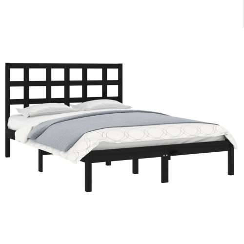 Okvir za krevet od masivnog drva crni 140 x 190 cm - Crna 140 x 190 cm Cijena