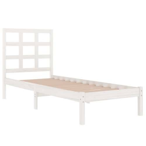 Okvir za krevet od masivnog drva bijeli 100 x 200 cm Bijela 100 x 200 cm Cijena