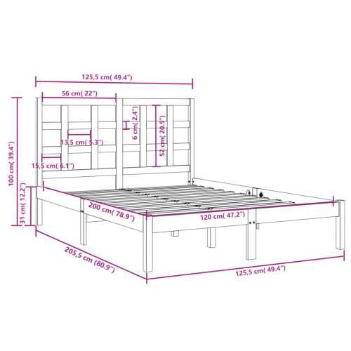 Okvir za krevet od masivne borovine bijeli 120 x 200 cm - Bijela 120 x 200 cm Cijena