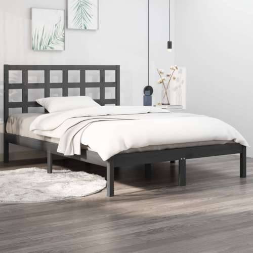 Okvir za krevet od masivne borovine sivi 200 x 200 cm - Siva 200 x 200 cm Cijena