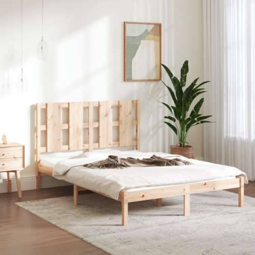 Okvir za krevet od masivnog drva 135 x 190 cm bračni - Prirodna 135 x 190 cm Cijena