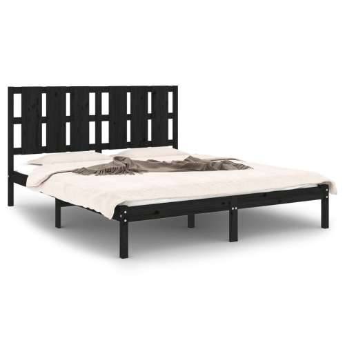 Okvir za krevet od masivnog drva crni 150 x 200 cm veliki - Crna 150 x 200 cm Cijena