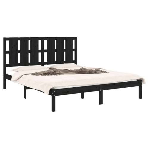 Okvir za krevet od masivnog drva crni 150 x 200 cm veliki - Crna 150 x 200 cm Cijena