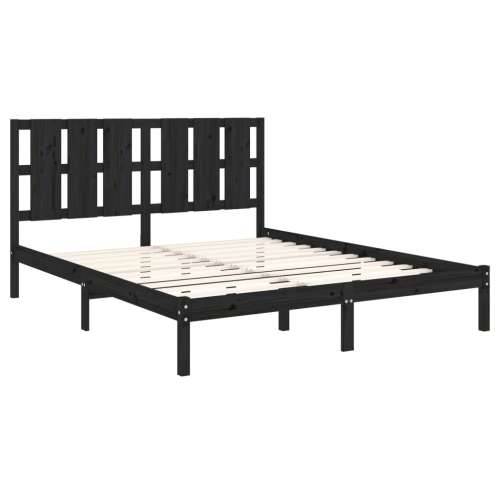 Okvir za krevet od masivnog drva crni 150 x 200 cm veliki - Crna 150 x 200 cm Cijena